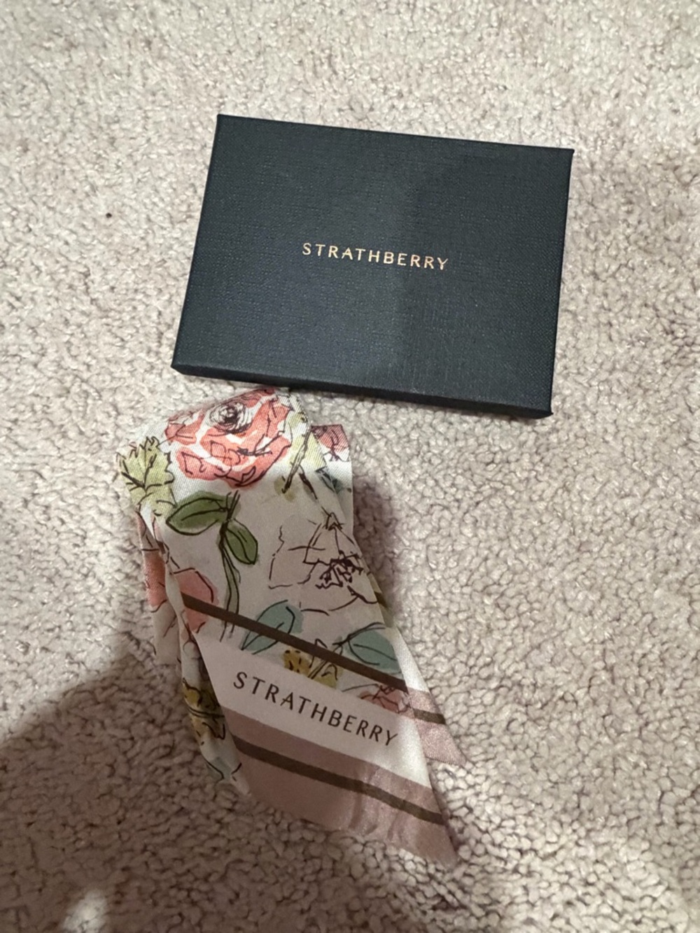Strathberry Silk Skinny Scarf - 
Floral Watercolour Print